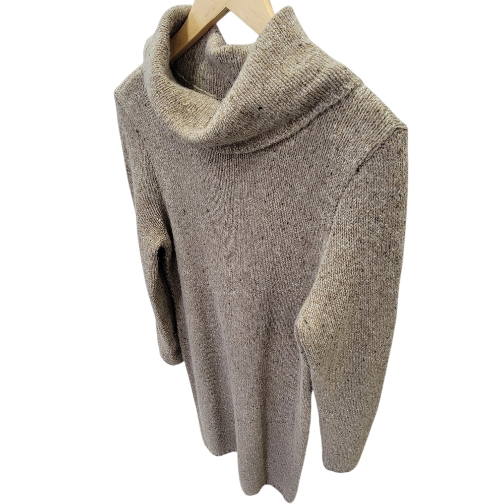 Lauren Ralph Lauren Knit Sweater Dress Brown Donegal Tweed Wool Blend Women’s L - Picture 6 of 17